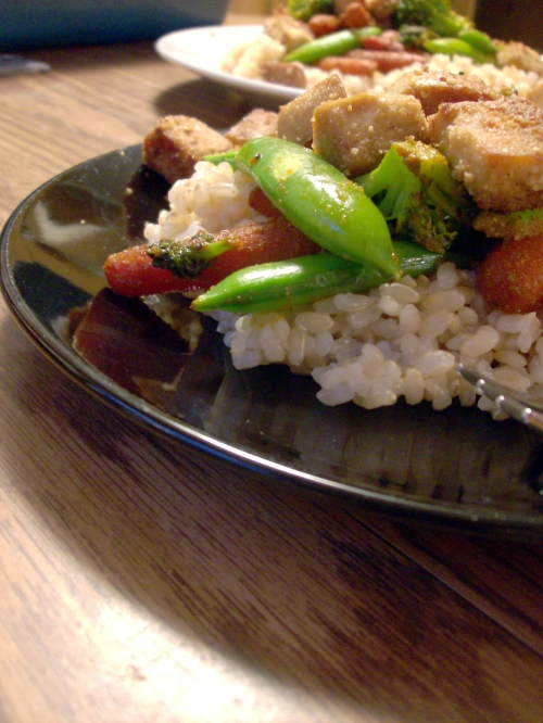 Tamari Baked Tofu and Veggies with Rice